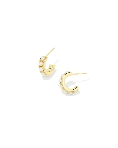 Krista Gold Huggie Earrings Freshwater Cultured Pearl