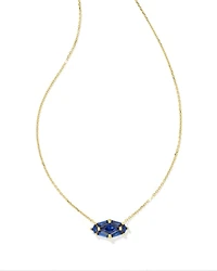 Lindy Rae Elisa Gold Short Pendant Necklace Blue Crystal