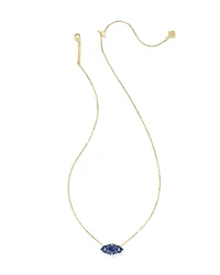 Lindy Rae Elisa Gold Short Pendant Necklace Blue Crystal