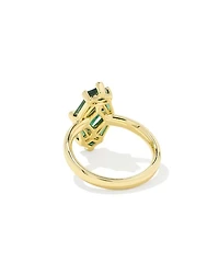 Lindy Rae Elyse Gold Cocktail Ring Green Crystal