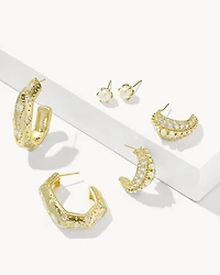 Holland Gold Hoop Earrings White CZ