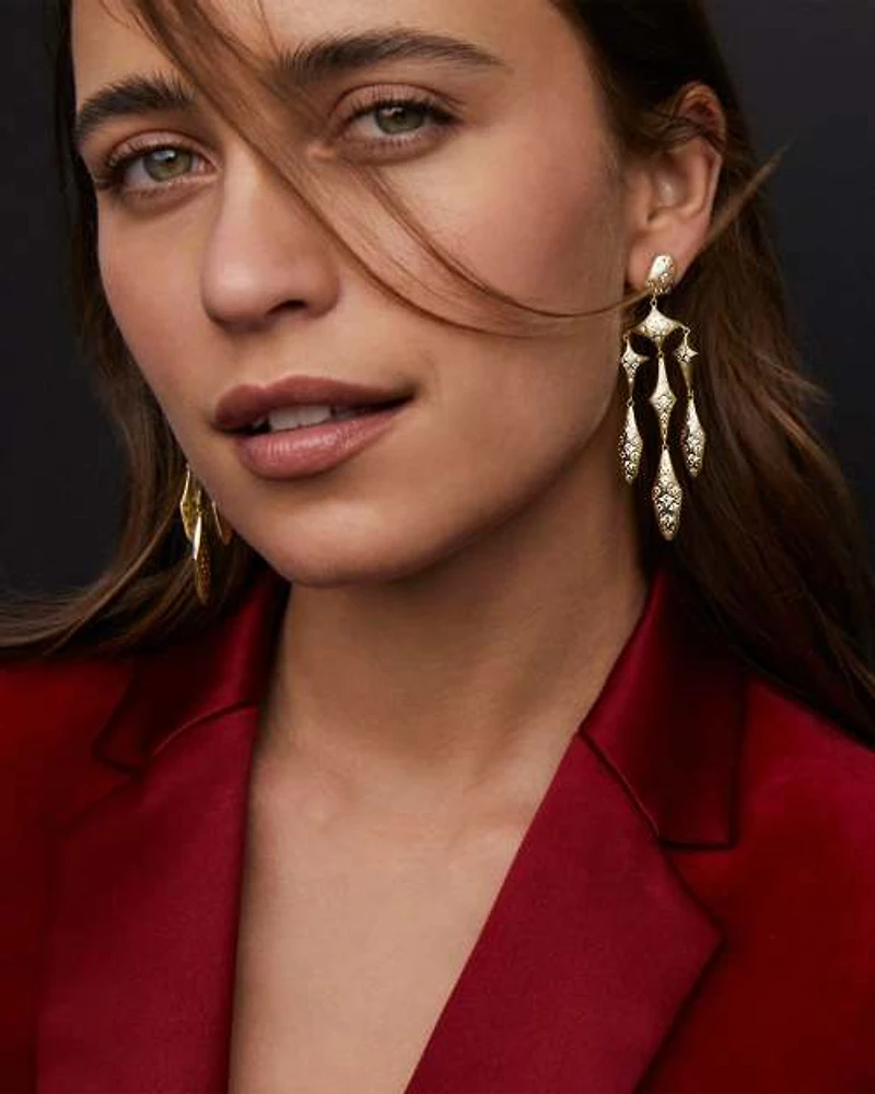 Holland Gold Statement Earrings White CZ