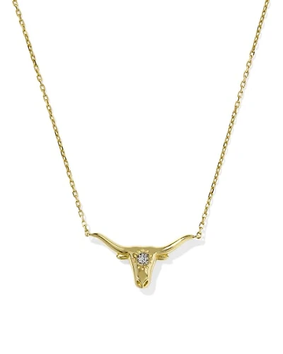 Diamond Accent 14k White Gold Longhorn Necklace