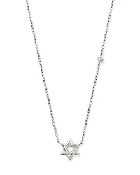 Tiny Star of David 14k Gold Pendant Necklace White Diamond