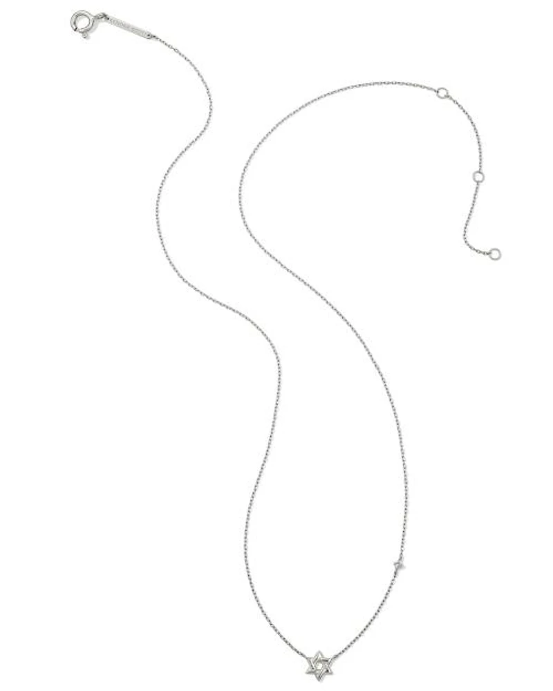 Tiny Star of David 14k Gold Pendant Necklace White Diamond