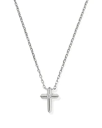 Tiny Cross 14k Yellow Gold Pendant Necklace White Diamond