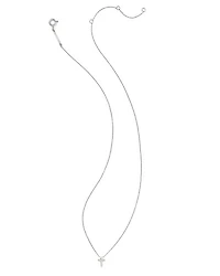 Tiny Cross 14k Yellow Gold Pendant Necklace White Diamond