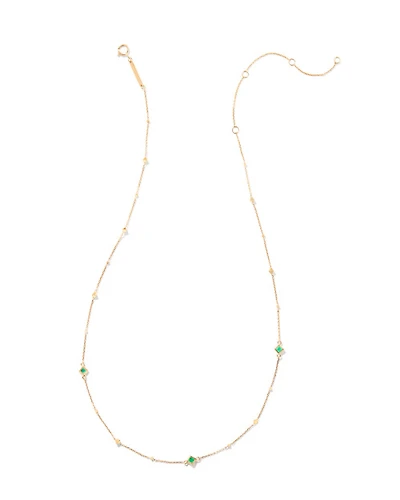 Michelle 14k Yellow Gold Strand Necklace Emerald