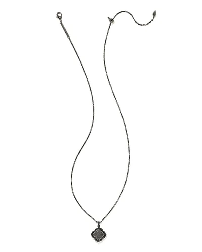Mallory Gunmetal Pendant Necklace Black Drusy