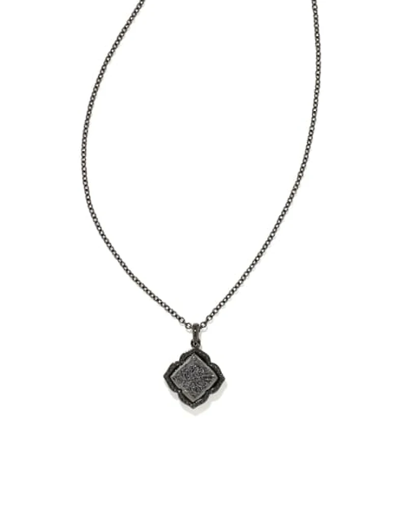 Mallory Gunmetal Pendant Necklace Black Drusy