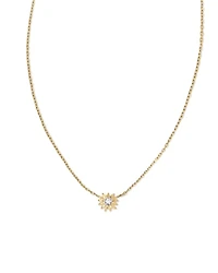 Tiny Flower 14k White Gold Pendant Necklace Diamond