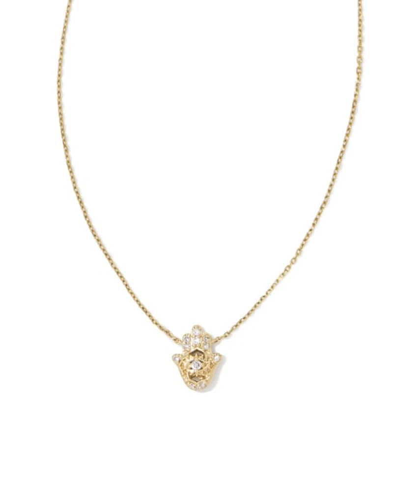 Hamsa 14k White Gold Pendant Necklace Diamond