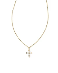 Pearl 14k Gold Cross Pendant Necklace Freshwater Cultured