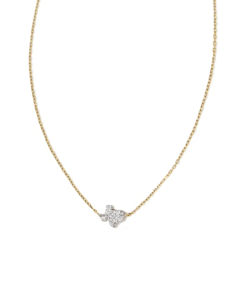 Tiny Texas 14k Yellow Gold Pendant Necklace White Diamond