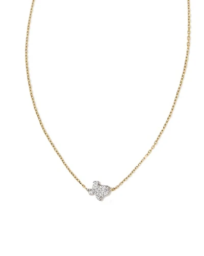 Tiny Texas 14k Yellow Gold Pendant Necklace White Diamond