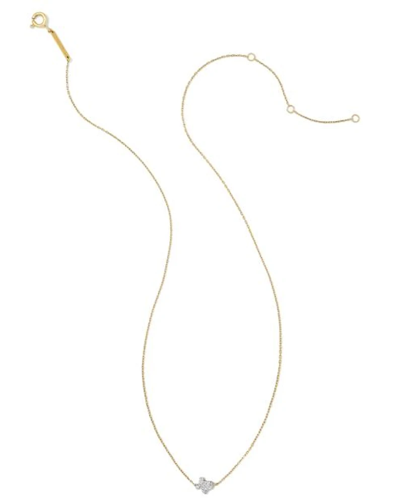 Tiny Texas 14k Yellow Gold Pendant Necklace White Diamond