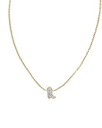 Tiny Cowboy Boot 14k Yellow Gold Pendant Necklace White Diamond