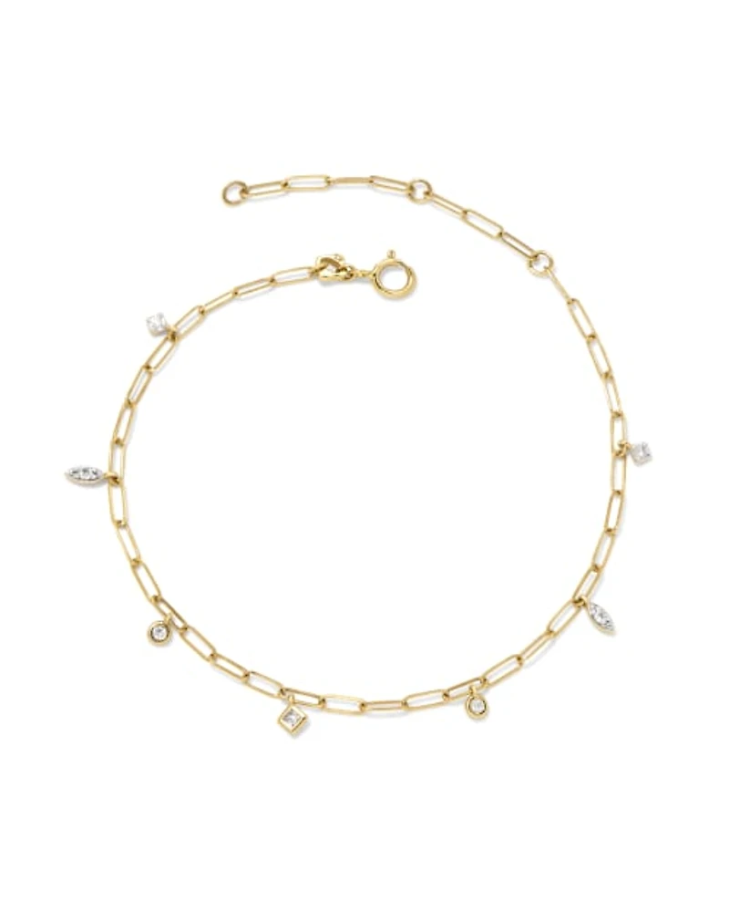 0.11 ct Willow 14k Yellow Gold Delicate Chain Bracelet in White Diamond