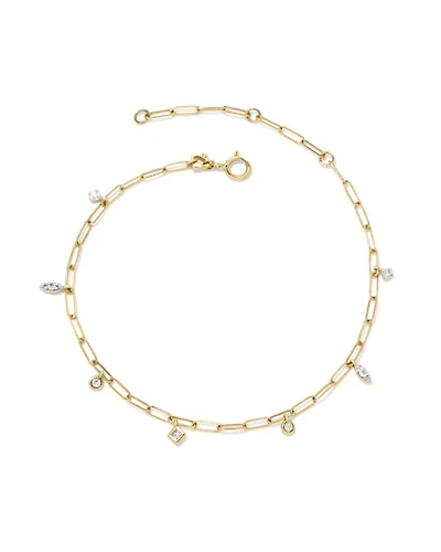 0.11 ct Willow 14k Yellow Gold Delicate Chain Bracelet in White Diamond