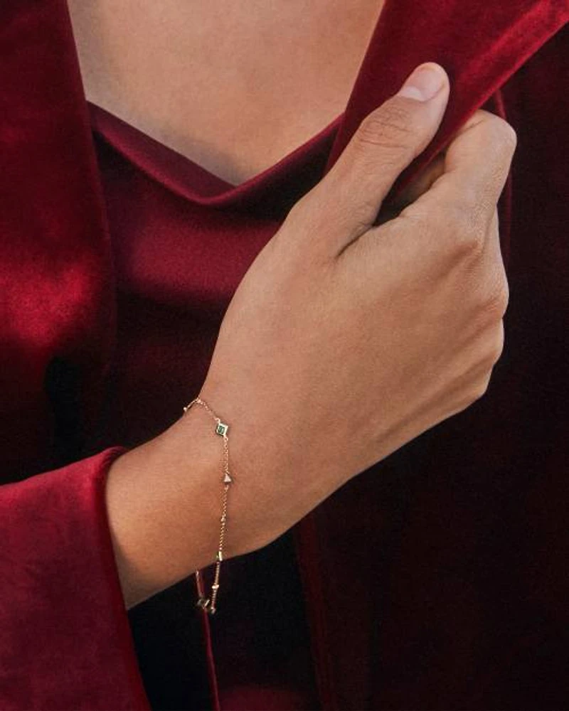 Michelle 14k Yellow Gold Delicate Chain Bracelet Ruby