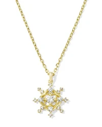 Snow Crystal Gold Short Pendant Necklace in White CZ