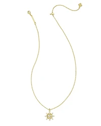 Snow Crystal Gold Short Pendant Necklace in White CZ