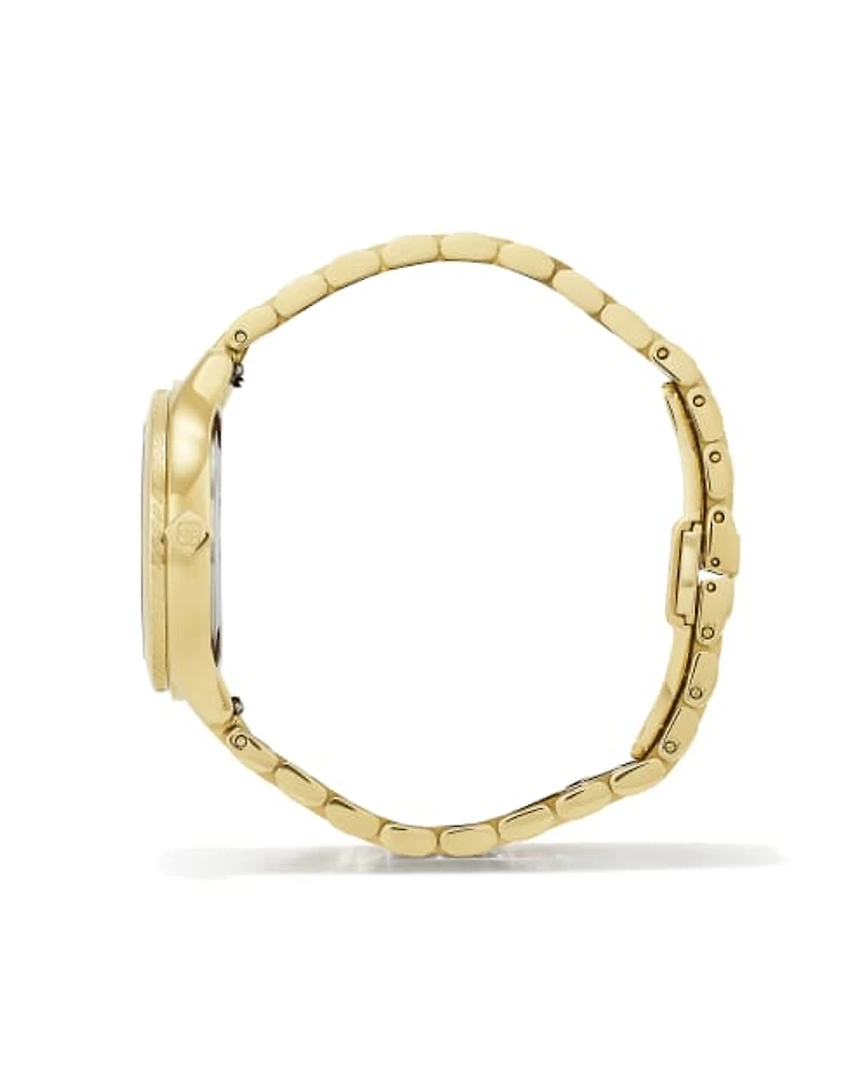 Alex Gold Tone Stainless Steel 35mm Watch in Burgundy Quartz