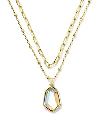 Alexandria Gold Satellite Multi Strand Necklace Dichroic Glass