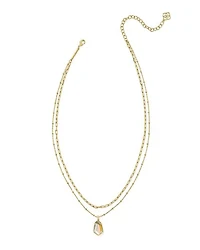 Alexandria Gold Satellite Multi Strand Necklace Dichroic Glass