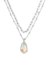 Alexandria Silver Satellite Multi Strand Necklace in Dichroic Glass