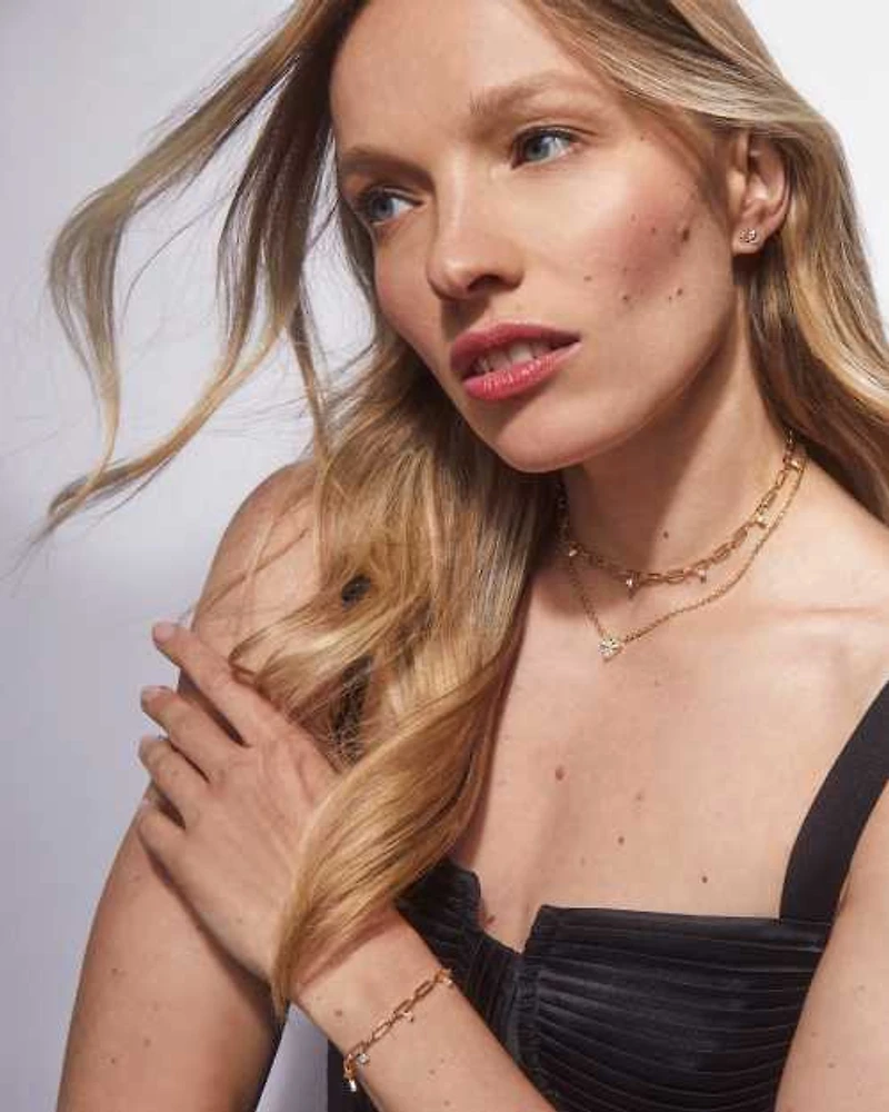 Cecelia Silver Crystal Chain Bracelet in White CZ