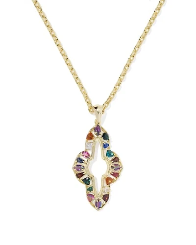 Abbie Gold Crystal Long Pendant Necklace