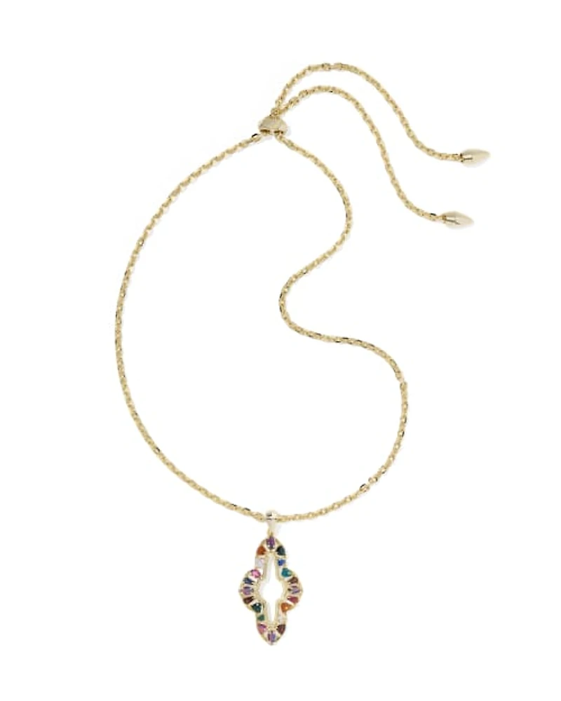 Abbie Gold Crystal Long Pendant Necklace