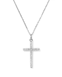 0.23 ct Lab Grown Diamond Cross Pendant Necklace 14k Gold