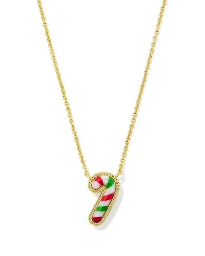 Candy Cane Gold Short Pendant Necklace 