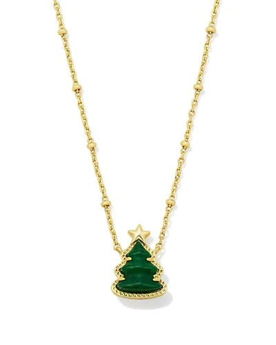 Holiday Tree Gold Short Pendant Necklace