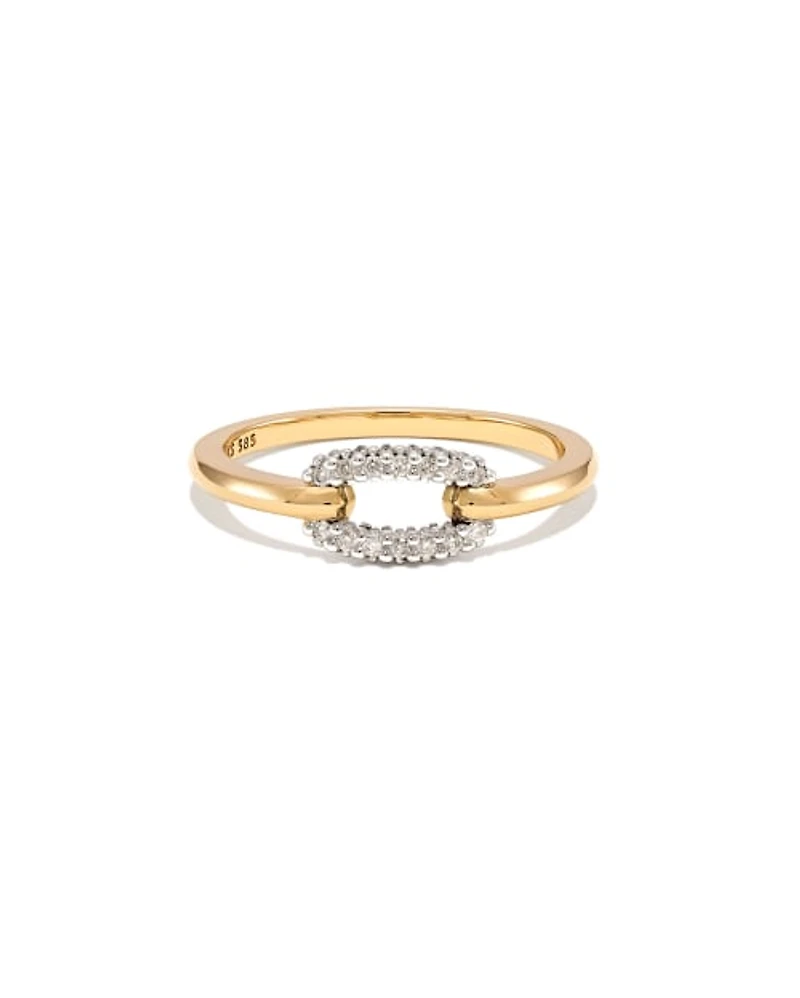 0.15 ct Elisa 14k Yellow Gold Interlocking Band Ring White Diamond