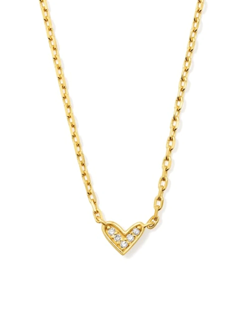 Tiny Ari Heart Sterling Silver Diamond Pendant Necklace White