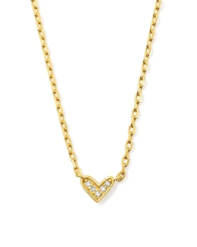 Tiny Ari Heart Sterling Silver Diamond Pendant Necklace White