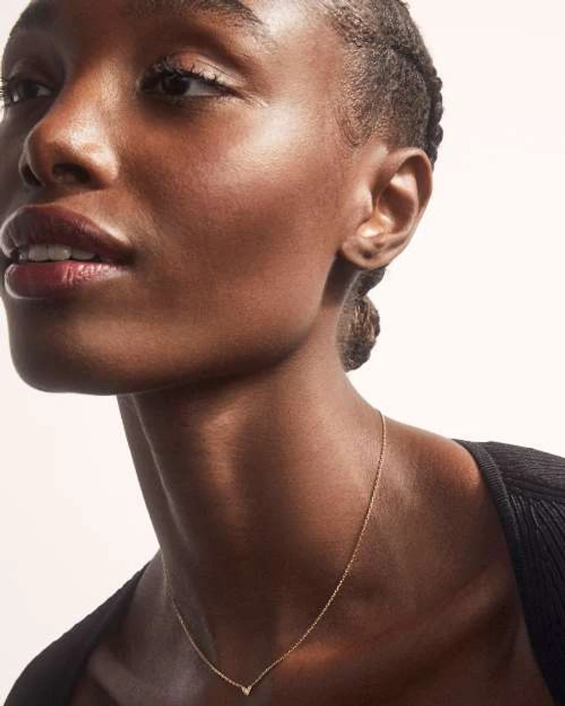 Tiny Ari Heart Sterling Silver Diamond Pendant Necklace White