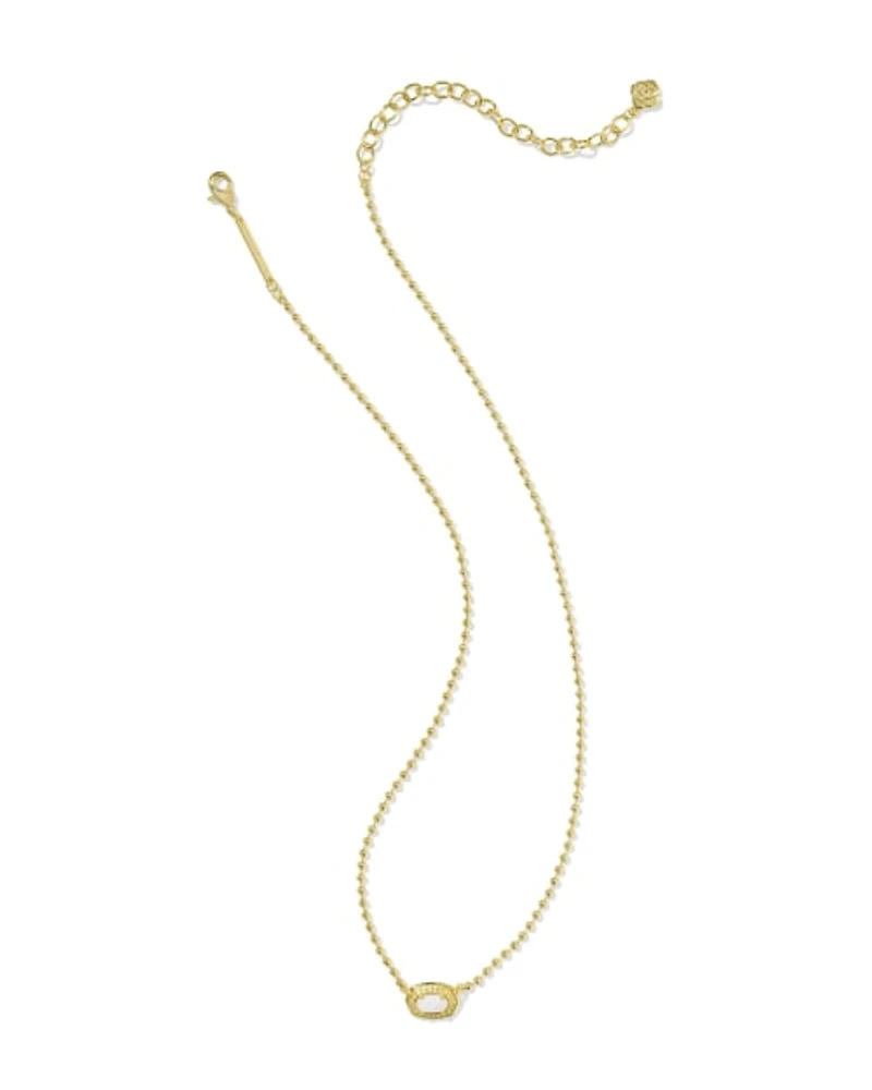 Emilie Gold Beaded Frame Short Pendant Necklace White Mother-of-Pearl