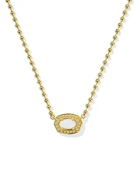 Emilie Gold Beaded Frame Short Pendant Necklace White Mother-of-Pearl