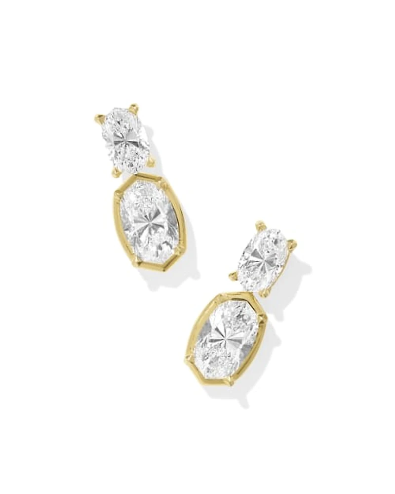 6 ct Lab Grown White Diamond Custom Elisa Drop Earrings 14k Gold