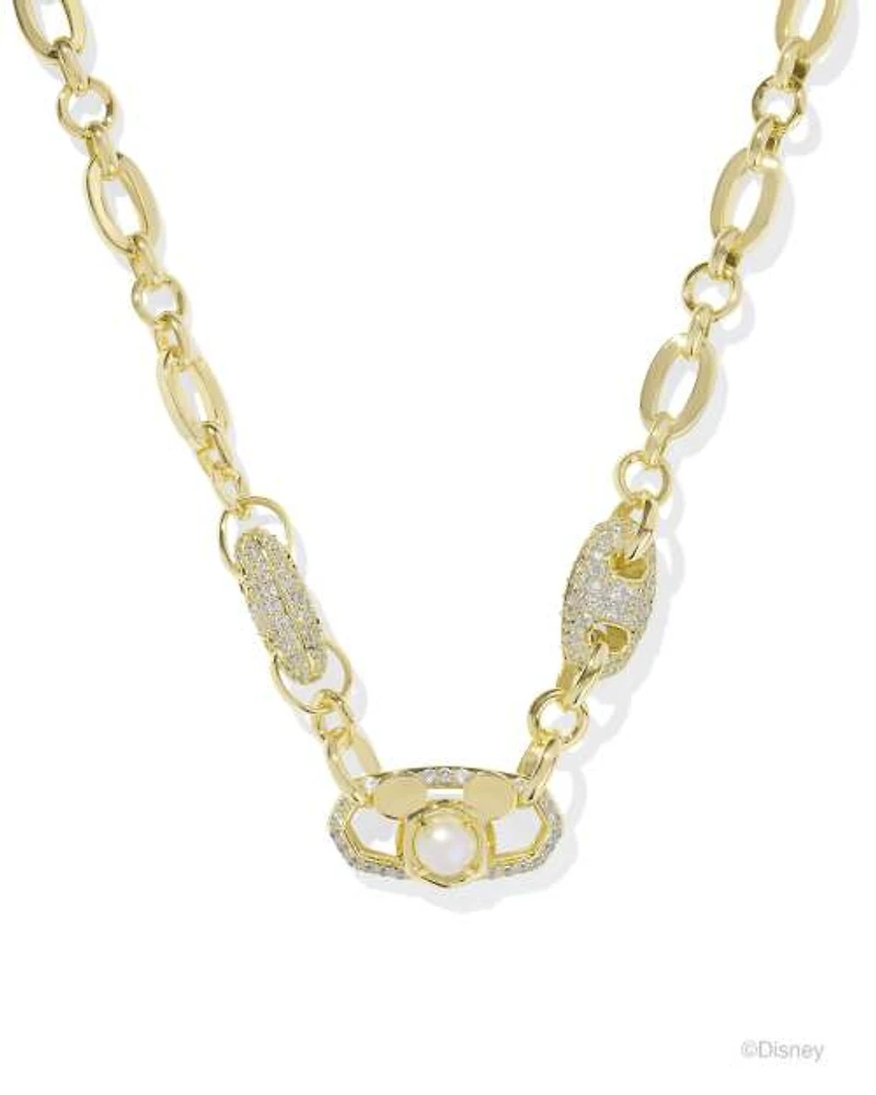 Disney | Kendra Scott Silver Mickey Mouse Crystal Chain Necklace Iridescent White Mix