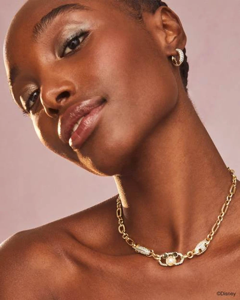 Disney | Kendra Scott Silver Mickey Mouse Crystal Chain Necklace Iridescent White Mix