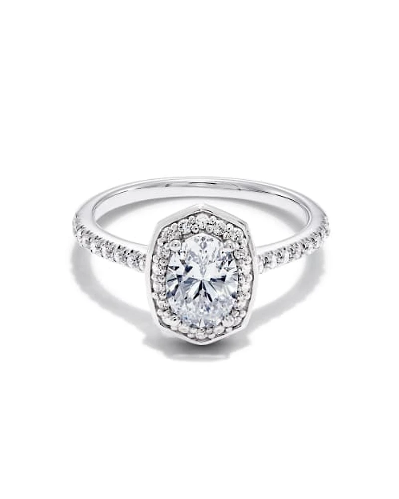 1 ct Lab Grown White Diamond Oval Iconic Halo Statement Ring 14k Gold
