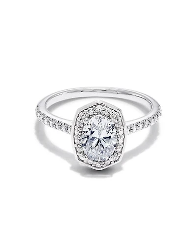 1 ct Lab Grown White Diamond Oval Iconic Halo Statement Ring 14k Gold