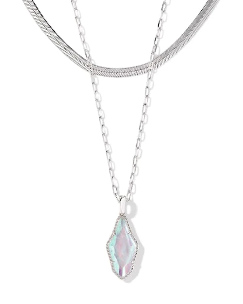 Evelyn Silver Multi Strand Necklace in Rock Crystal Dichroic
