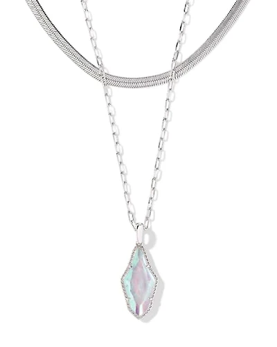 Evelyn Silver Multi Strand Necklace in Rock Crystal Dichroic