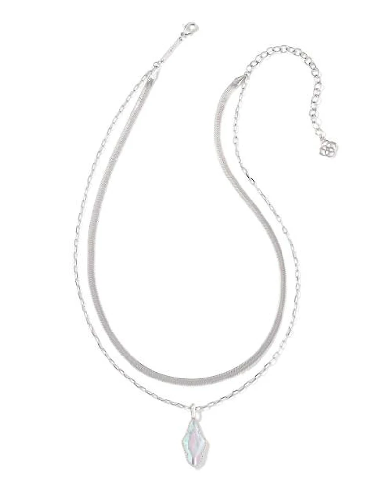 Evelyn Silver Multi Strand Necklace in Rock Crystal Dichroic